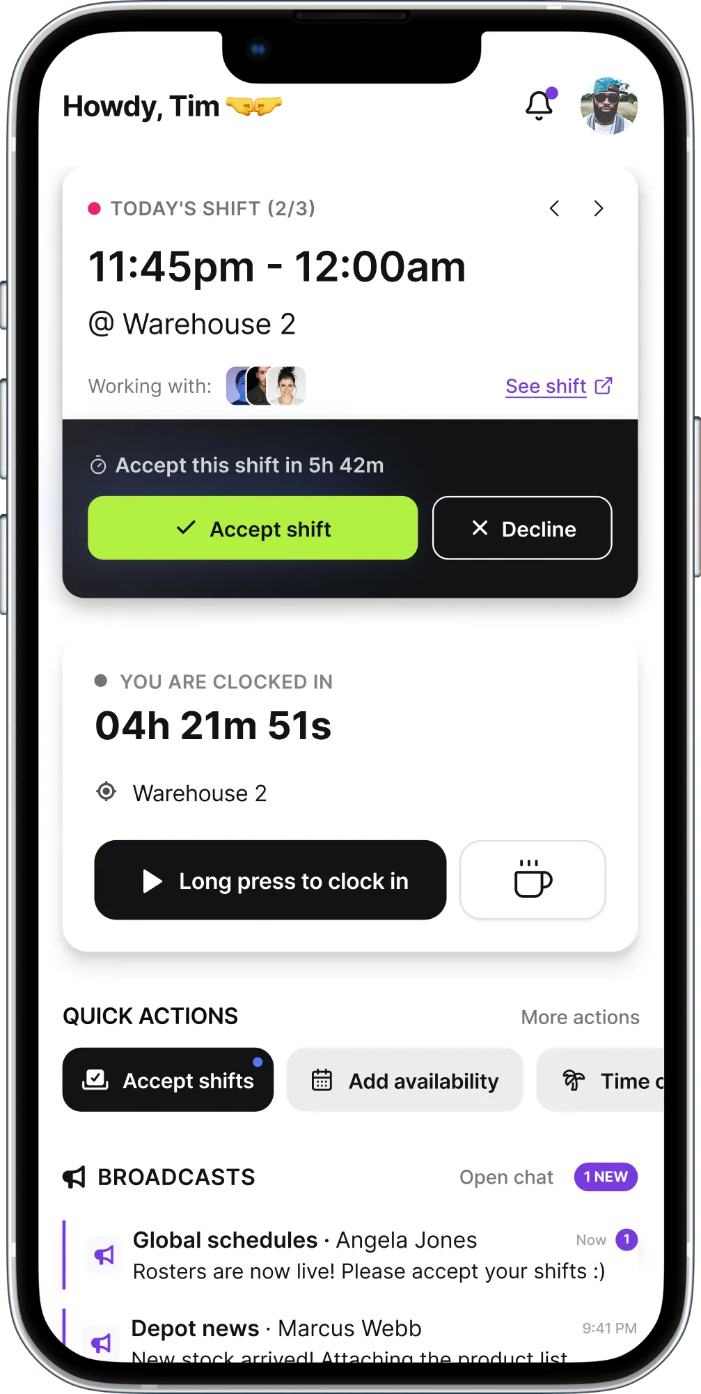 Superplan mobile app home screen