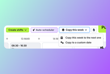 Copy schedule, see clocked time in shifts, import time data and more!