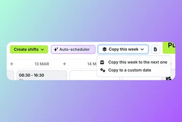 Copy schedule, see clocked time in shifts, import time data and more!